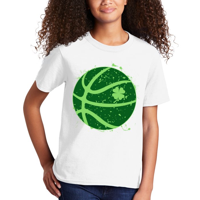 St Patrick's Day Lucky Shamrock Paint Splat Basketball Kids T-Shirt