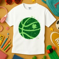 St Patrick's Day Lucky Shamrock Paint Splat Basketball Kids T-Shirt