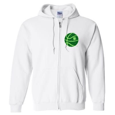 St Patrick's Day Lucky Shamrock Paint Splat Basketball Full Zip Hoodie