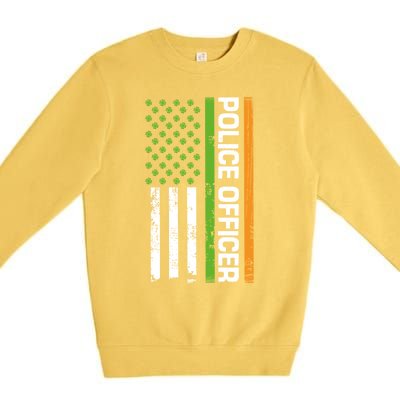 St Patrick's Day Irish American Flag Police Officer Gift Cool Gift Premium Crewneck Sweatshirt