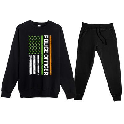 St Patrick's Day Irish American Flag Police Officer Gift Cool Gift Premium Crewneck Sweatsuit Set