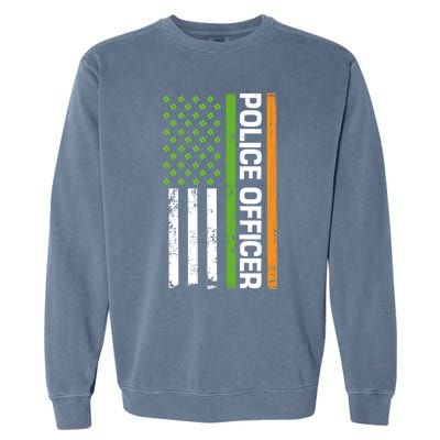 St Patrick's Day Irish American Flag Police Officer Gift Cool Gift Garment-Dyed Sweatshirt