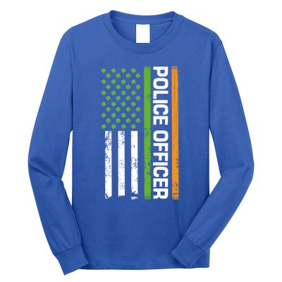 St Patrick's Day Irish American Flag Police Officer Gift Cool Gift Long Sleeve Shirt