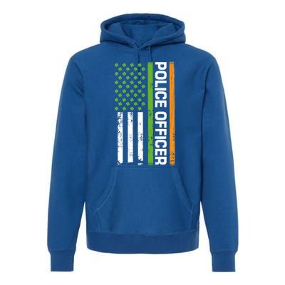 St Patrick's Day Irish American Flag Police Officer Gift Cool Gift Premium Hoodie