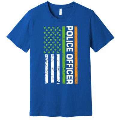 St Patrick's Day Irish American Flag Police Officer Gift Cool Gift Premium T-Shirt