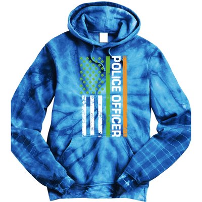 St Patrick's Day Irish American Flag Police Officer Gift Cool Gift Tie Dye Hoodie