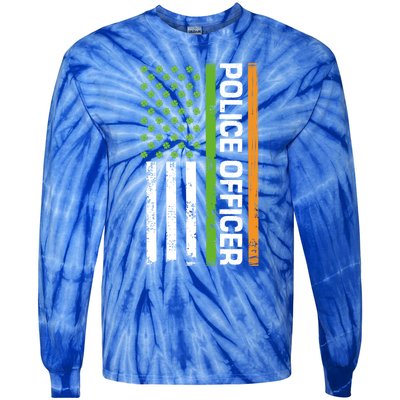 St Patrick's Day Irish American Flag Police Officer Gift Cool Gift Tie-Dye Long Sleeve Shirt