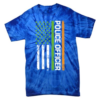 St Patrick's Day Irish American Flag Police Officer Gift Cool Gift Tie-Dye T-Shirt