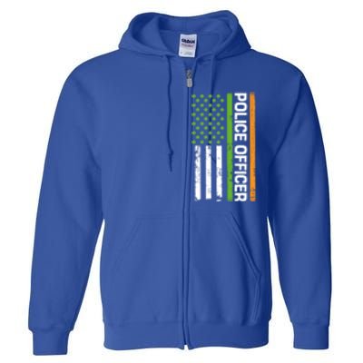 St Patrick's Day Irish American Flag Police Officer Gift Cool Gift Full Zip Hoodie