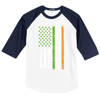 St Patrick's Day Irish American Flag Police Officer Gift Cool Gift Baseball Sleeve Shirt