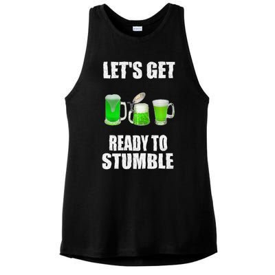 Saint Patrick's Day Lets Get Readyo Stumble Ladies PosiCharge Tri-Blend Wicking Tank