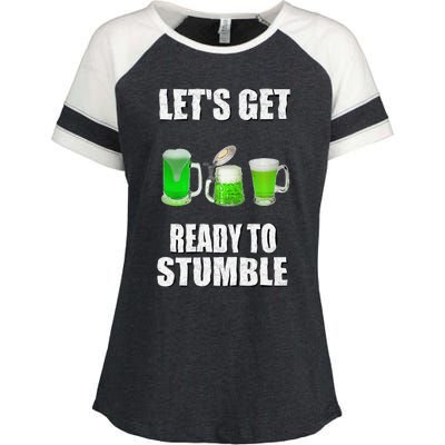 Saint Patrick's Day Lets Get Readyo Stumble Enza Ladies Jersey Colorblock Tee