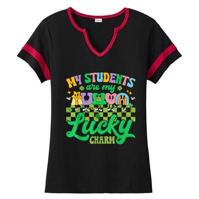 St Patricks Day Teacher My Students Are My Lucky Charm Ladies Halftime Notch Neck Tee