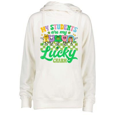 St Patricks Day Teacher My Students Are My Lucky Charm Womens Funnel Neck Pullover Hood