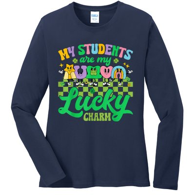 St Patricks Day Teacher My Students Are My Lucky Charm Ladies Long Sleeve Shirt