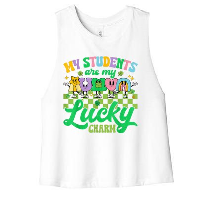 St Patricks Day Teacher My Students Are My Lucky Charm Women's Racerback Cropped Tank