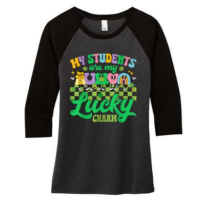 St Patricks Day Teacher My Students Are My Lucky Charm Women's Tri-Blend 3/4-Sleeve Raglan Shirt