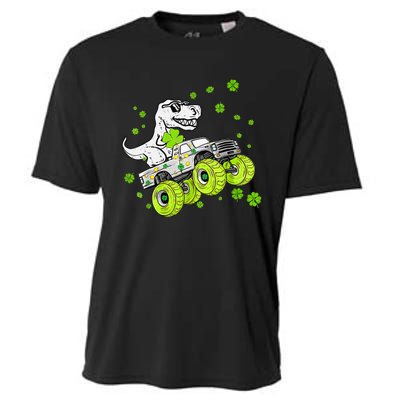 St Patricks Day Monster Truck Dinosaur Cooling Performance Crew T-Shirt