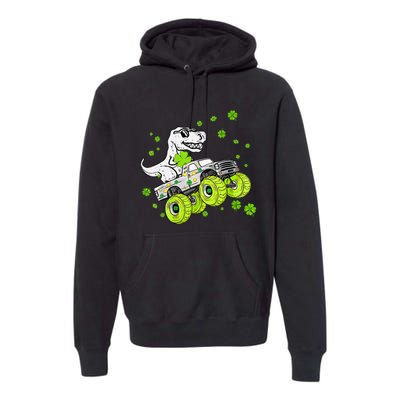 St Patricks Day Monster Truck Dinosaur Premium Hoodie