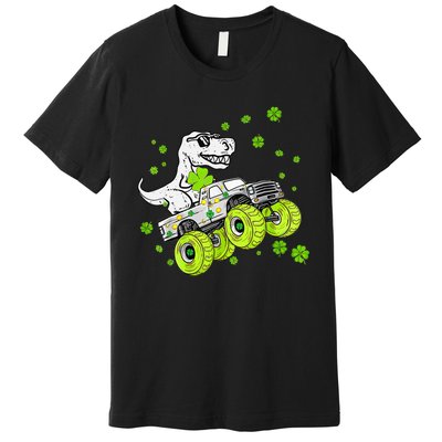 St Patricks Day Monster Truck Dinosaur Premium T-Shirt