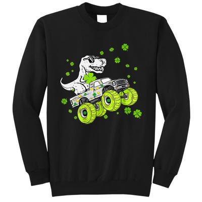 St Patricks Day Monster Truck Dinosaur Tall Sweatshirt