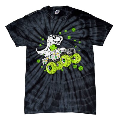 St Patricks Day Monster Truck Dinosaur Tie-Dye T-Shirt