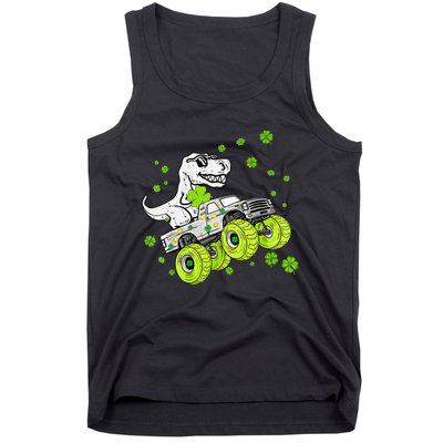 St Patricks Day Monster Truck Dinosaur Tank Top