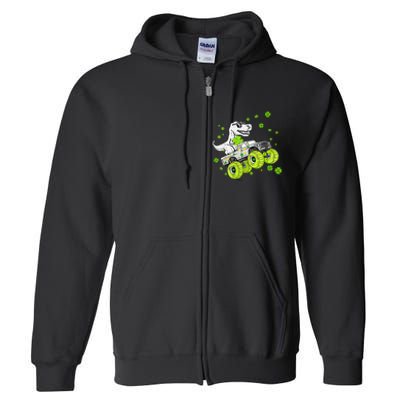 St Patricks Day Monster Truck Dinosaur Full Zip Hoodie