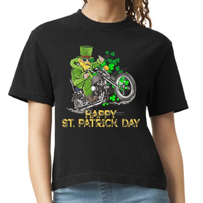 St Patricks Day For Motorcycle Bike Biker Rider Comfort Colors Boxy T-Shirt