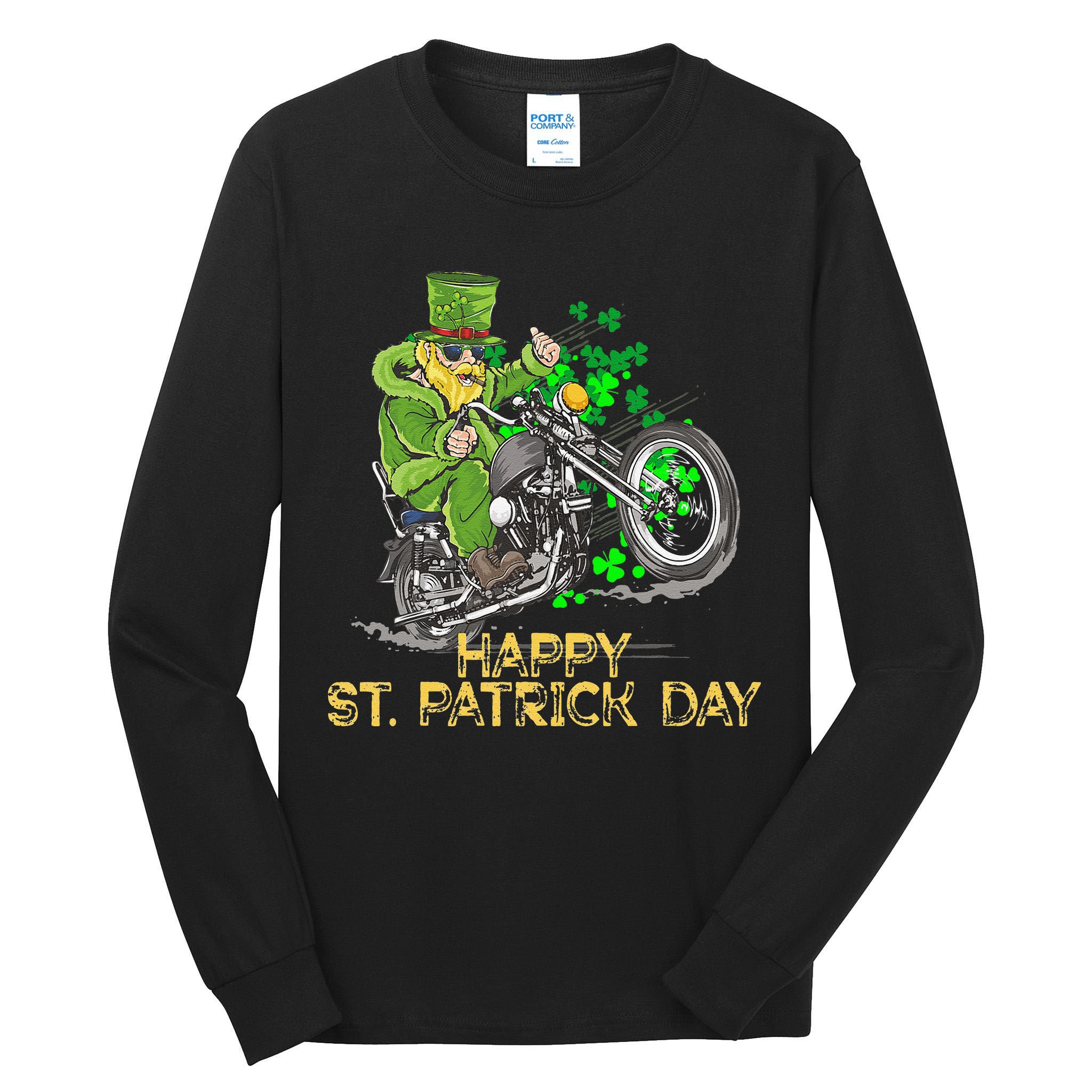 St Patricks Day For Motorcycle Bike Biker Rider Tall Long Sleeve T-Shirt