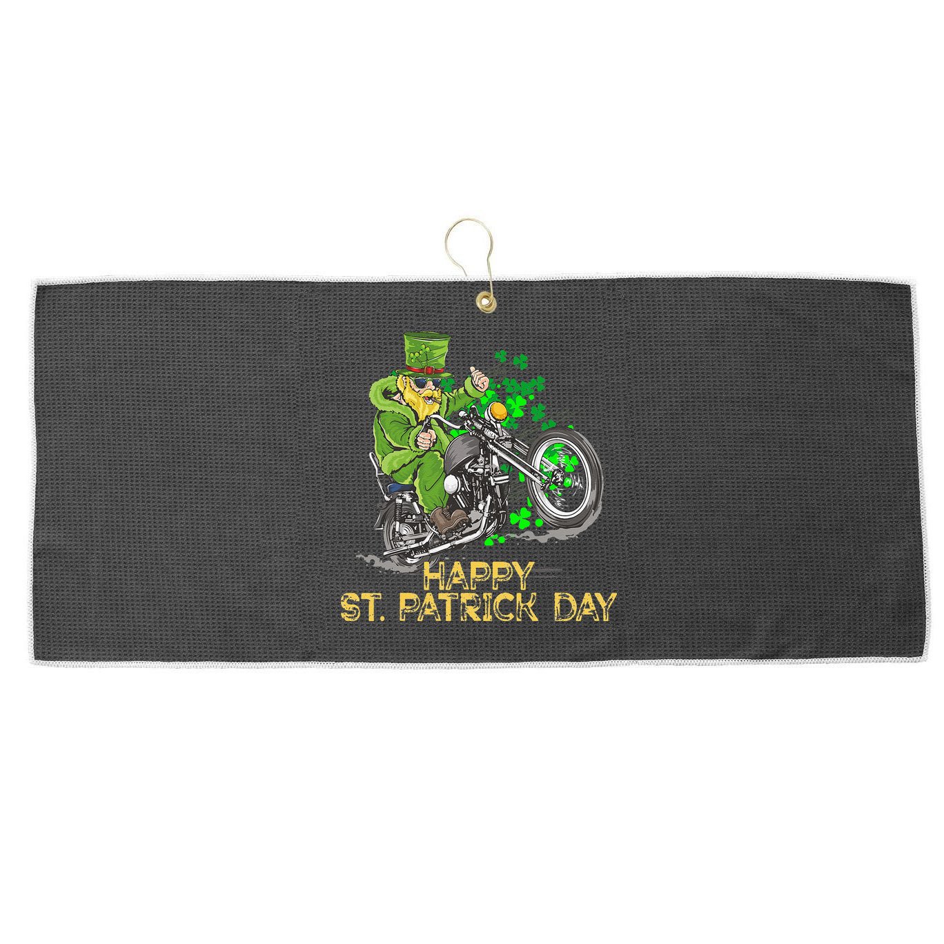 St Patricks Day For Motorcycle Bike Biker Rider Large Microfiber Waffle Golf Towel