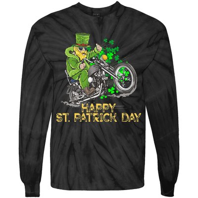 St Patricks Day For Motorcycle Bike Biker Rider Tie-Dye Long Sleeve Shirt