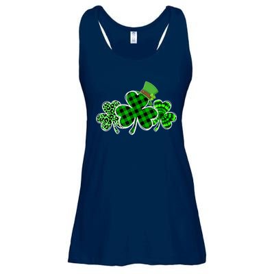 St Patricks Day Shirts Three Leopard And Plaid Shamrocks Ladies Essential Flowy Tank