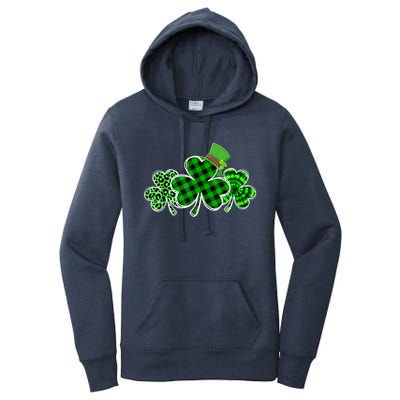 St Patricks Day Shirts Three Leopard And Plaid Shamrocks Women's Pullover Hoodie