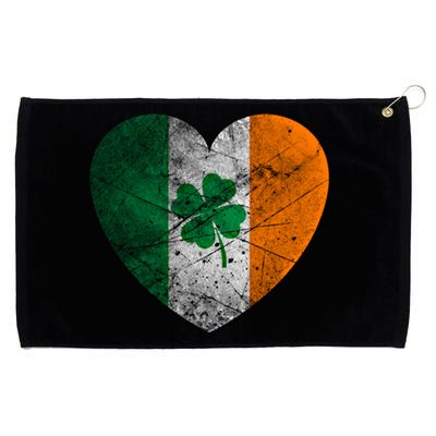 St Patricks Day Patriotic Heart Shamrock Irish American Flag Gift Grommeted Golf Towel