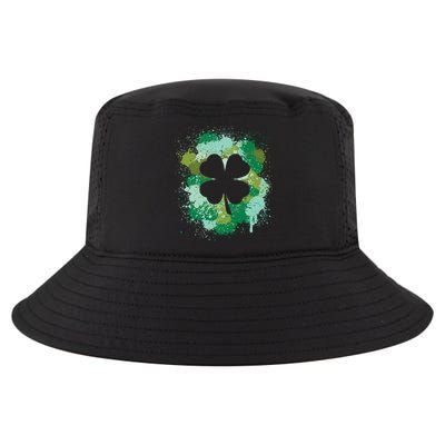 St Patricks Day 4 Leaf Clover Irish Green Color Splashes Lucky Shamrock Art Cool Comfort Performance Bucket Hat