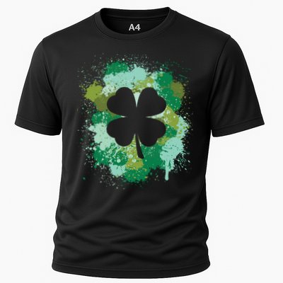 St Patricks Day 4 Leaf Clover Irish Green Color Splashes Lucky Shamrock Art Performance Shirt