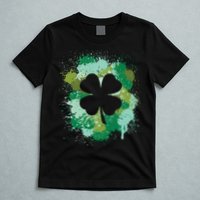 St Patricks Day 4 Leaf Clover Irish Green Color Splashes Lucky Shamrock Art T-Shirt