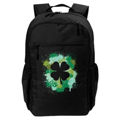 St Patricks Day 4 Leaf Clover Irish Green Color Splashes Lucky Shamrock Art Backpack