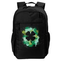 St Patricks Day 4 Leaf Clover Irish Green Color Splashes Lucky Shamrock Art Backpack