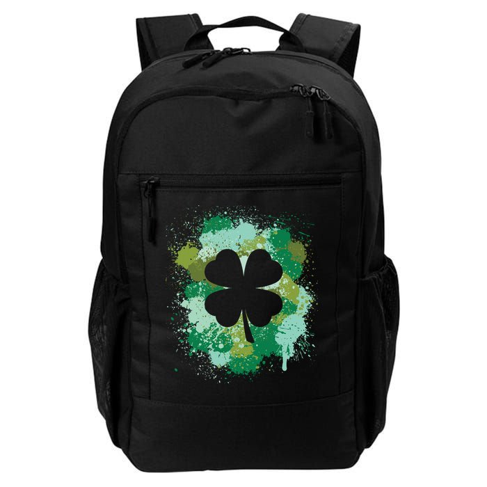St Patricks Day 4 Leaf Clover Irish Green Color Splashes Lucky Shamrock Art Backpack