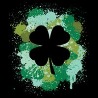St Patricks Day 4 Leaf Clover Irish Green Color Splashes Lucky Shamrock Art Button