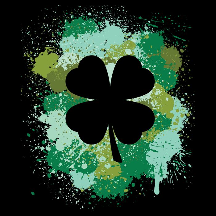 St Patricks Day 4 Leaf Clover Irish Green Color Splashes Lucky Shamrock Art Button