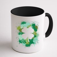 St Patricks Day 4 Leaf Clover Irish Green Color Splashes Lucky Shamrock Art Mug