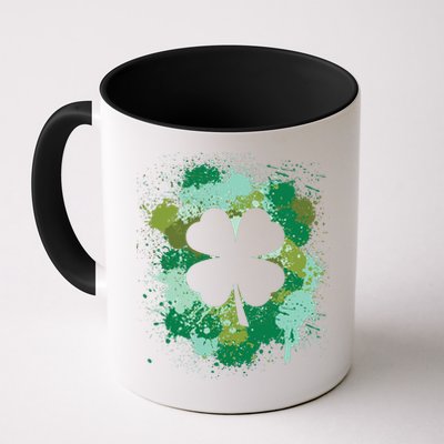 St Patricks Day 4 Leaf Clover Irish Green Color Splashes Lucky Shamrock Art Mug