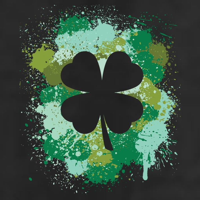 St Patricks Day 4 Leaf Clover Irish Green Color Splashes Lucky Shamrock Art Beanie