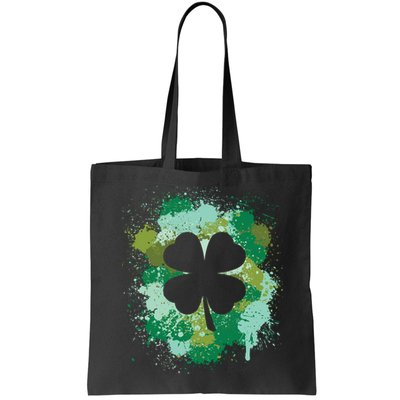 St Patricks Day 4 Leaf Clover Irish Green Color Splashes Lucky Shamrock Art Bag