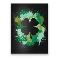 St Patricks Day 4 Leaf Clover Irish Green Color Splashes Lucky Shamrock Art Poster