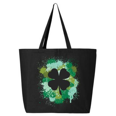 St Patricks Day 4 Leaf Clover Irish Green Color Splashes Lucky Shamrock Art 25L Jumbo Tote