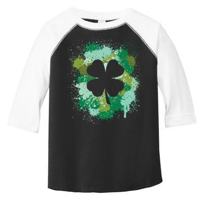 St Patricks Day 4 Leaf Clover Irish Green Color Splashes Lucky Shamrock Art Toddler Fine Jersey T-Shirt